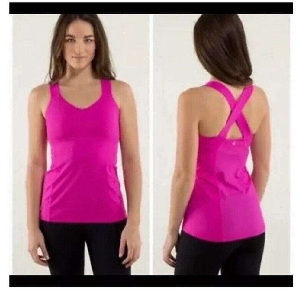 Lululemon Push Ur Limits Tank in Paris Perfection HOT PINK Size 6 Pads Included - Picture 3 of 6